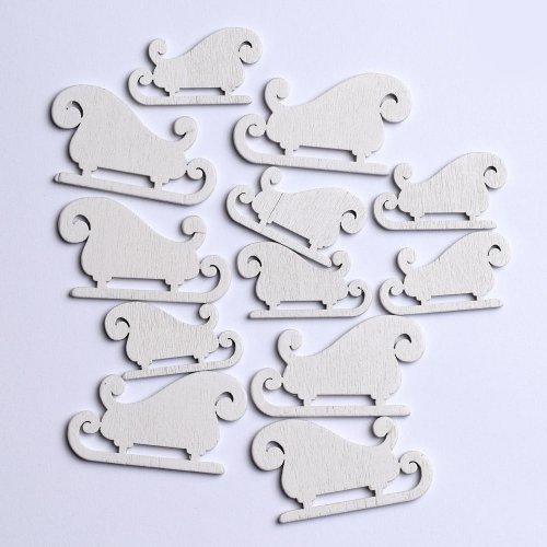 Drevené sane biele s/12 4,5x2,6cm 3,5x2cm