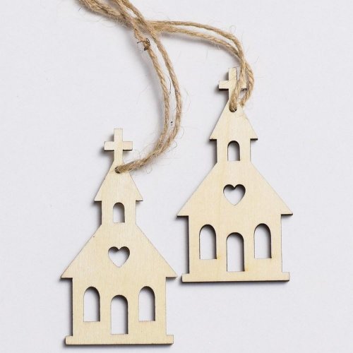 Drevený kostol natural s/2 záves 4x8cm