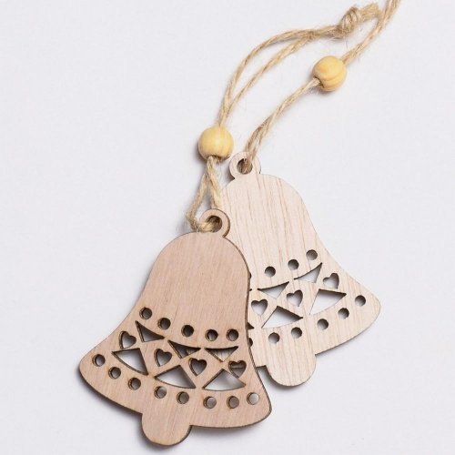 Drevený zvon natural s/2 7x5,7x0,5cm - Vianočné dekorácie a ozdoby