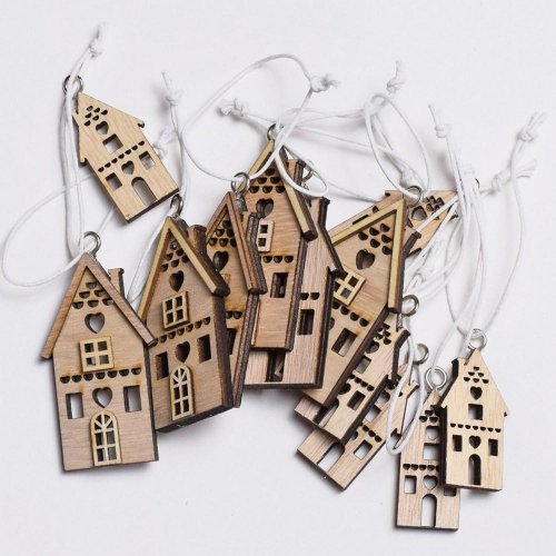 Drevené domčeky natural s/12 (6cm,4cm)