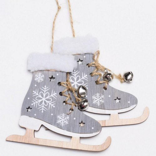 Drevené korčule šedé 48x11x1 - Vianočné dekorácie a ozdoby