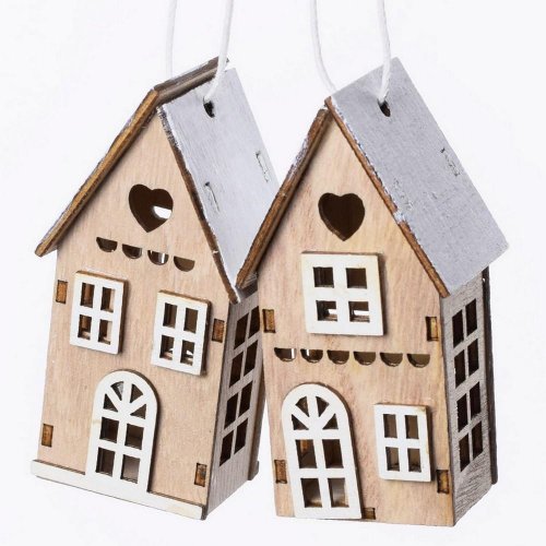 Drevené domčeky natural s/2 4x3x7,5cm