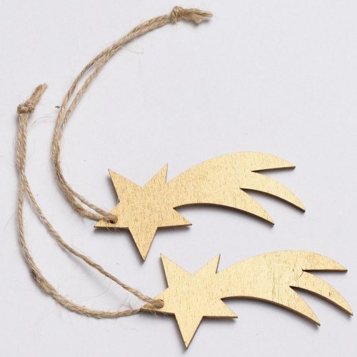 Drevená kométa zlatá 8x4x0,5 s/2