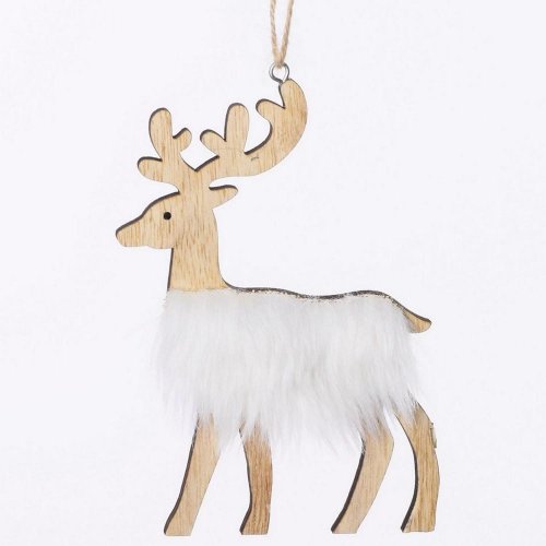 Drevený jeleň biely 10,3x14,8x0,5cm