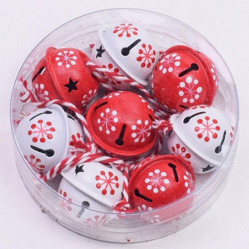 Rolničky červ+biele s/8 ?3cm - Vianočné dekorácie a ozdoby