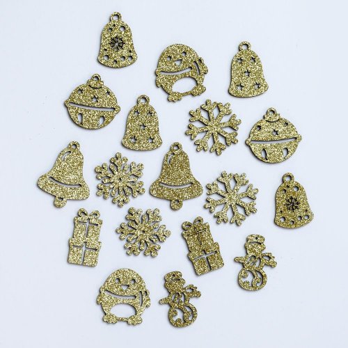 Drevené ozdoby s/18 záves zlaté 3cm