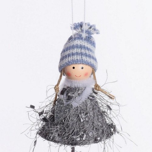 Záves anjel 11cm sivý