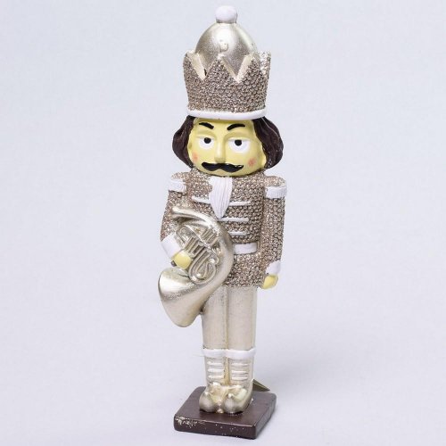 Vojačik+trúbka zlatý polyres 5,5x4x20cm - Vianočné dekorácie