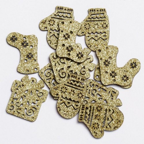 Drevené ozdoby s/12 zlaté 4,2cm