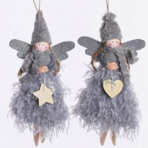 Anjel mix 24cm záves sivý - Vianočné dekorácie a ozdoby