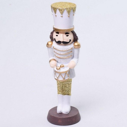 Vojak+bubon biely polyres 5x5x17,5cm