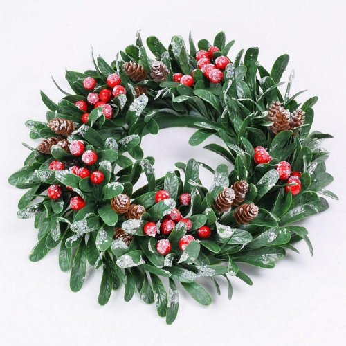 Veniec imelo bobule+šišky glit.30cm