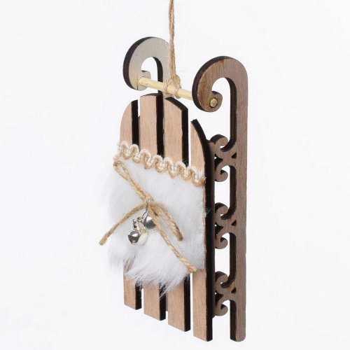 Drevené sane biele záves 15x6x4cm