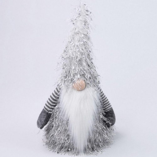 Led santa sivý 38cm - Vianočné dekorácie