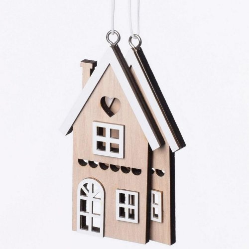 Záves dom drevo s/2 natur+biely 4,9x9x0,7cm