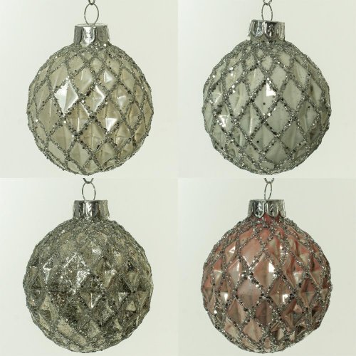 Guľa sklo mix 4 druhy 6cm bal:4ks - Vianočné dekorácie a ozdoby