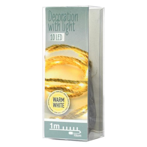 Led svetielka juta špagát 1mtr 10 ww,bater cr - Vianočné osvetlenie
