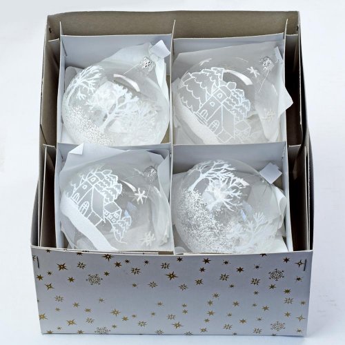 Vian. guľa číro biela 10cm mix 2vzorov /100