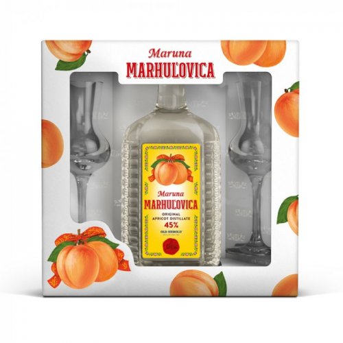 Marhuľovica Maruna Old Herold 45% 0,7l - darček.kazeta s 2 pohármi