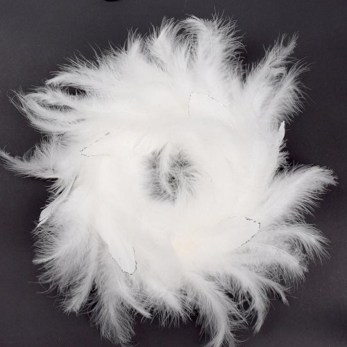 Veniec s perím 30x5cm biely