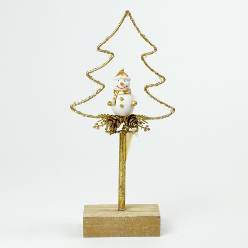 Strom led na podstavci kov zlatý 26x12x5cm