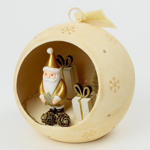 Guľa santa led kov biela 15x14x14cm