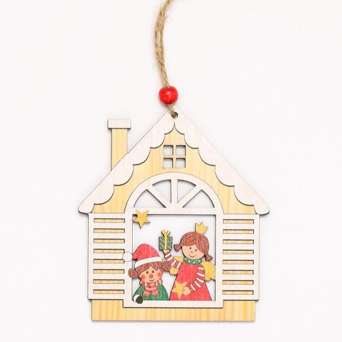 Záves dom deti drevo natur 12x10,5x0,5cm