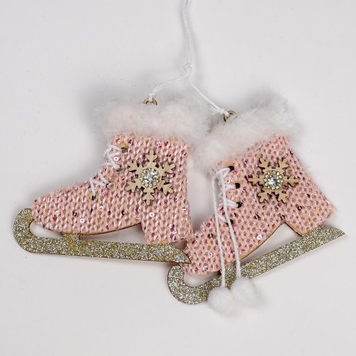 Záves korčule ružové 22x8x2cm - Vianočné dekorácie a ozdoby