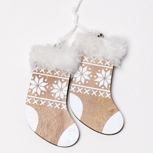 Záves ponožky drevo natur 19x5x2cm - Vianočné dekorácie a ozdoby