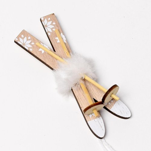 Záves lyže drevo natur 17x3,5x2cm