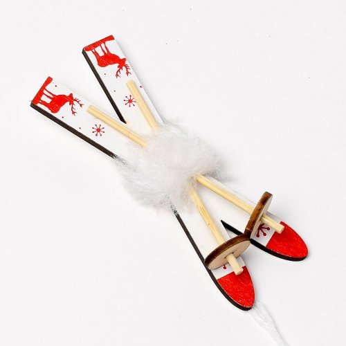 Záves lyže drevo biele 17x3,5x2cm