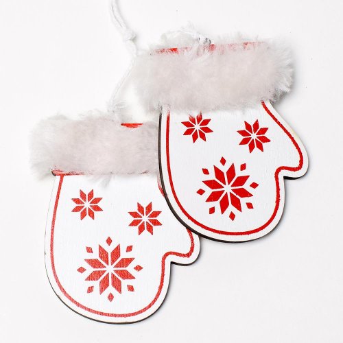 Záves rukavice drevo biele 19x5x2cm