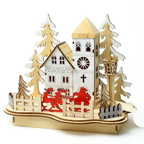 Dom led drevo natur 21x11x17,5cm