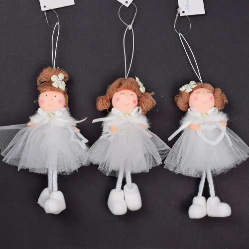 Bábika záves biela mix3 15cm