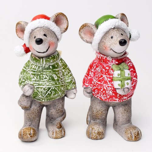Myš ker. zel/čer. mix2 7.7*7.5*15.2 - Vianočné dekorácie