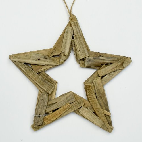 Záves hviezda drevo natur 30x30x4cm - Vianočné dekorácie a ozdoby