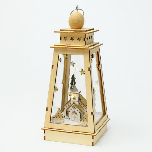 Lampáš led drevo natur 10x10x23cm