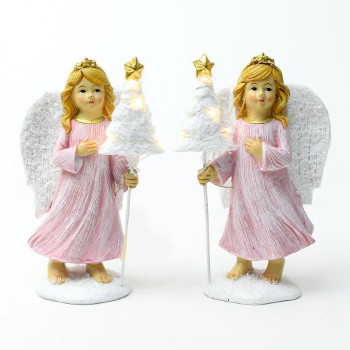 Anjel ružový led strom 9x6x17cm mix 2