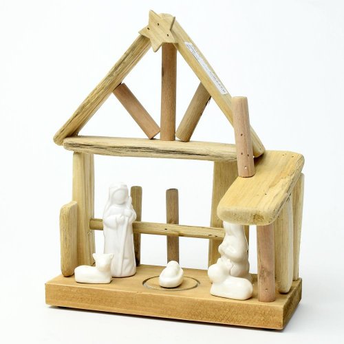 Jasle dom led drevo natur 25x10,5x28cm