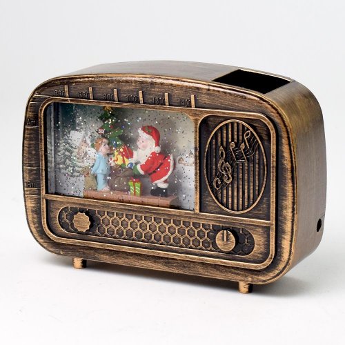 Led rádio usb+lampáš zlatý santa 21.8*6.2*15.2cm
