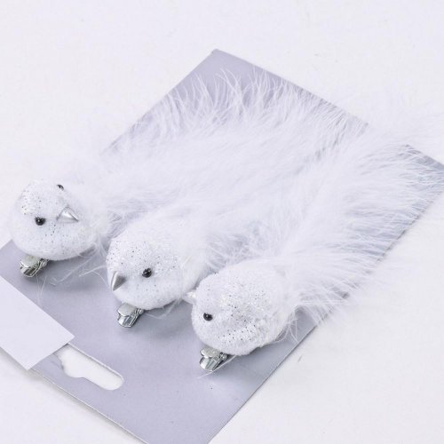 Vták klip strieborný s/3 4cm