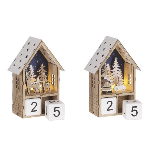 Domček advent s kockami  bat led mix farba - Vianočné dekorácie