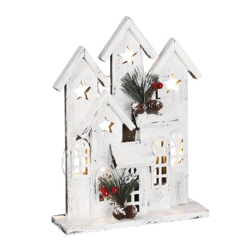 Domček biely 10 led na batérie - d23xš7xv30cm