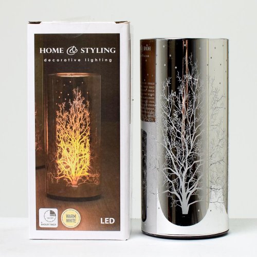 Valec sklený led 15cm strieborný - Vianočné osvetlenie