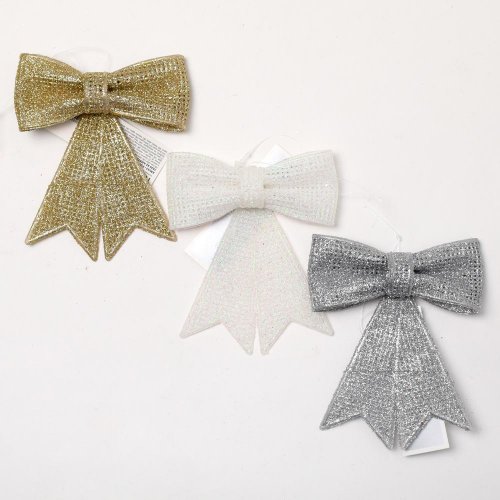 Mašľa závesný glitter 3ass clr 10cm