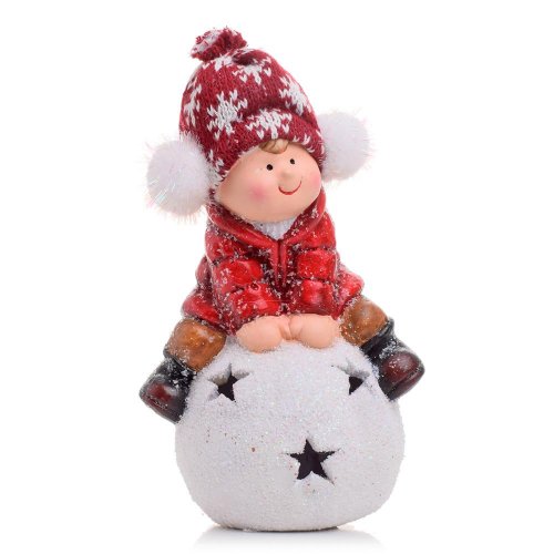 Chlapec na guli led keramika 9.5*9.5*22cm