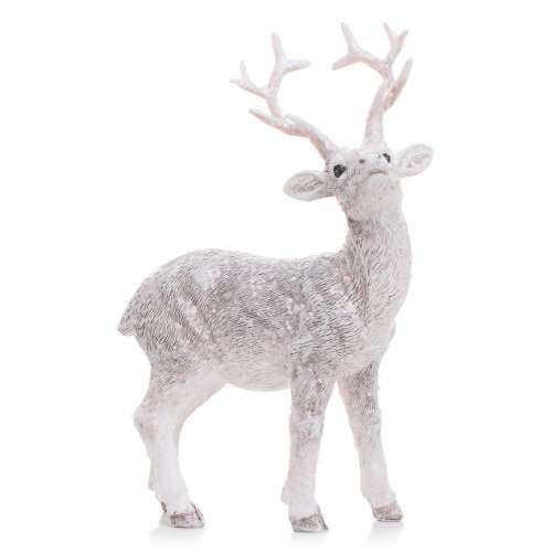 Jeleň stojaci biely gliter 8.8x5.8x12.8cm