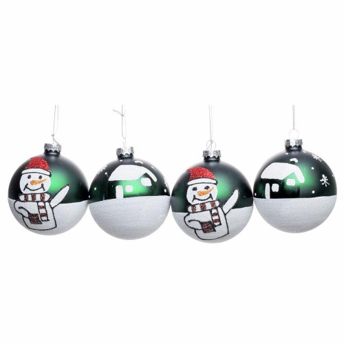 Vian. gule bie/čer/zel vzor sklo mix/2f s/4 8cm - Vianočné dekorácie a ozdoby