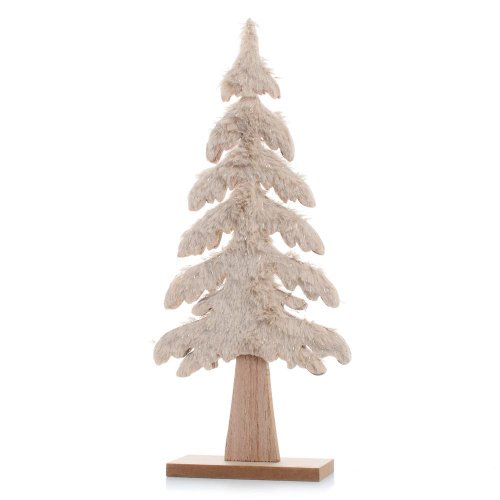 Strom drevený/textil hne/nat 13*5*31cm - Vianočné dekorácie