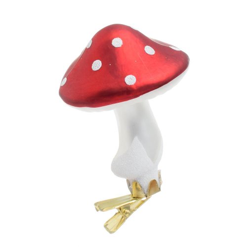 Vian. gulka muchotrávka na štipci bie/čer sklo s/3 5,9*5,4*9,4cm